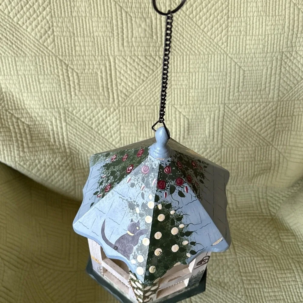 Kathy Hatch Wooden Garden Cat-Themed Hanging Gazebo Decor Hand Painted Detailed